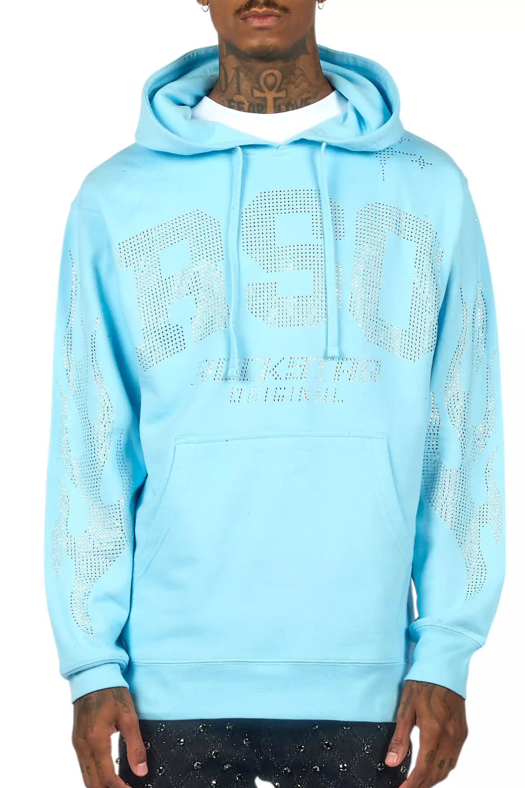 Merek Baby Blue/Silver Rhinestone Graphic Hoodie