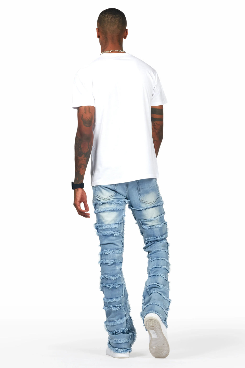 Hard Life White T-Shirt & Arne Blue Stacked Flare Jean Bundle