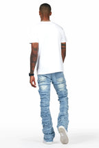 Hard Life White T-Shirt & Arne Blue Stacked Flare Jean Bundle