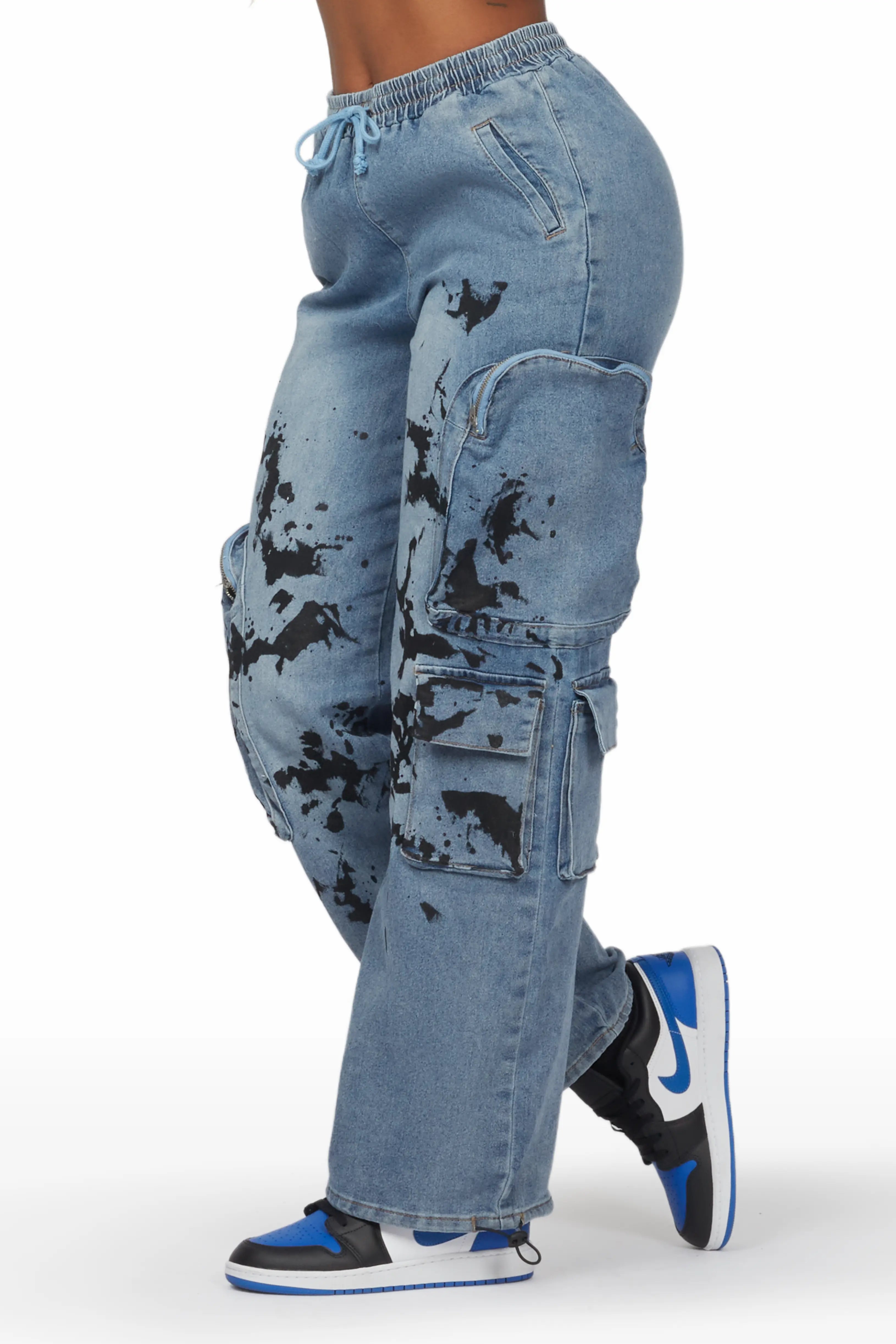 Kailynn Light Wash Painted Cargo Jean