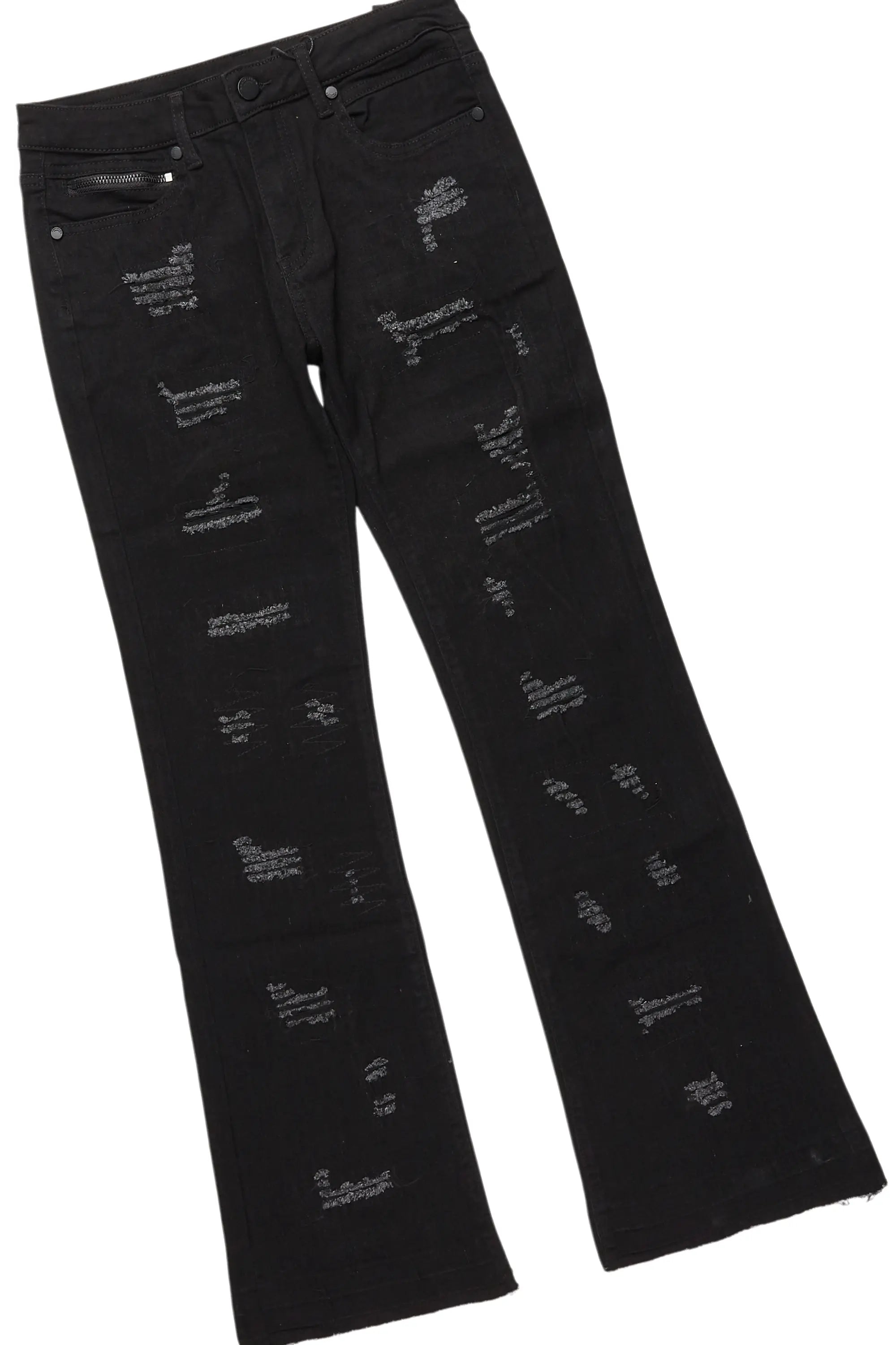 Girls Burial White T-Shirt/Stacked Flare Jean Set