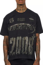 Amos 2.0 Black/Grey Graphic Rhinestone T-Shirt