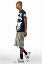 Amos Navy T-Shirt/Denim Short Set