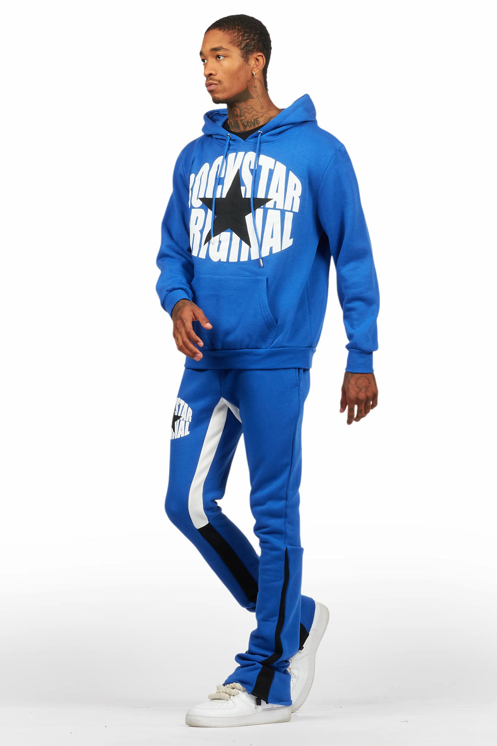 States Royal Blue Hoodie Stacked Flare Track Set