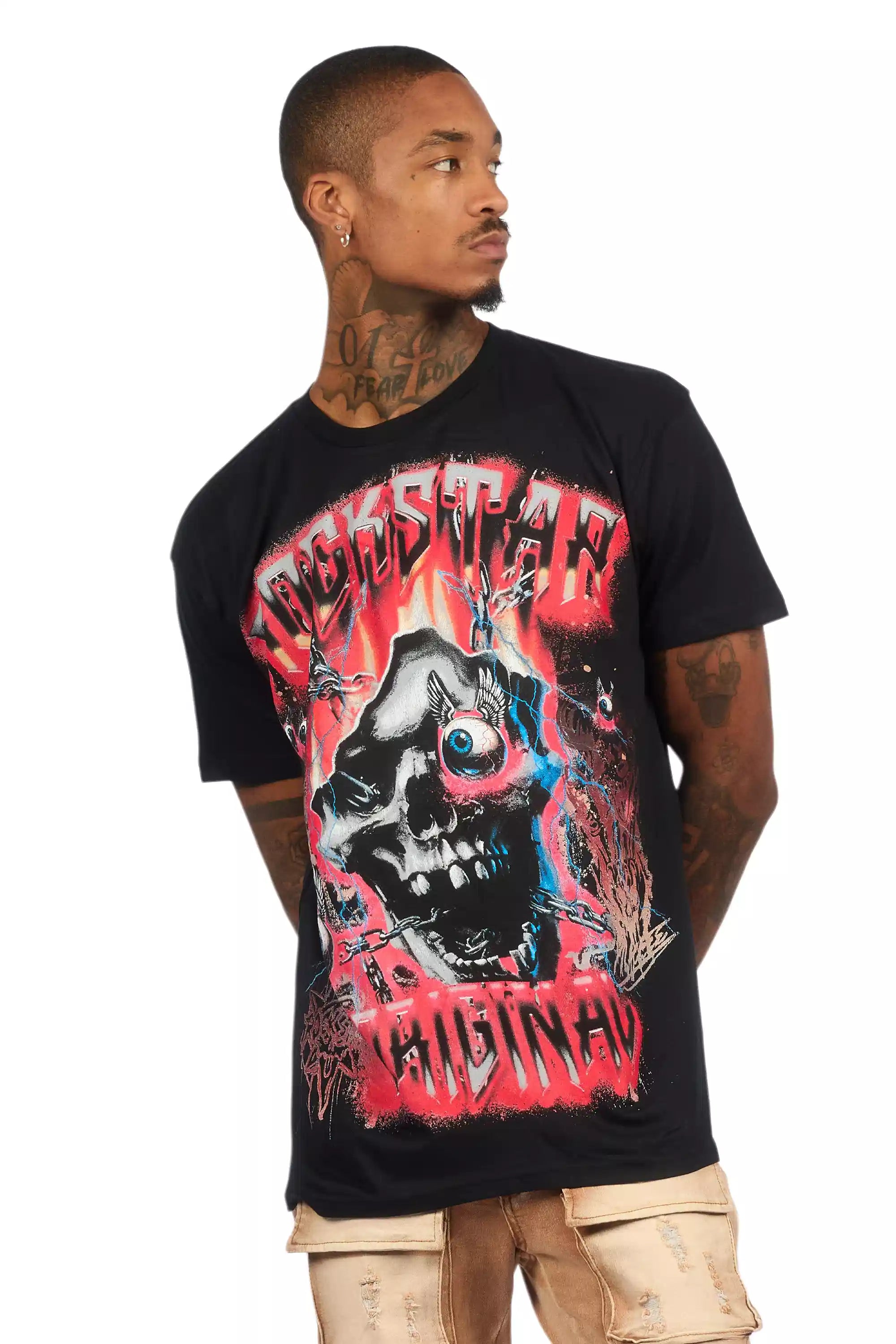 Styx Black/Red Oversized Graphic T-Shirt
