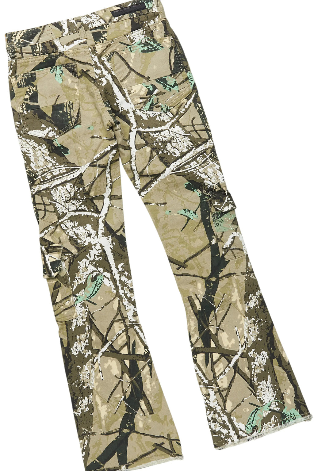 Boys Members White/Tree Camo T-Shirt/Stacked Flare Jean Set