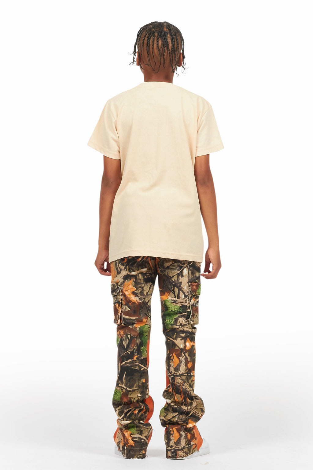 Boys Rolan Orange Tree Camo Stacked Flare Jean