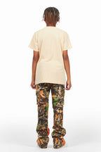 Boys Rolan Orange Tree Camo Stacked Flare Jean