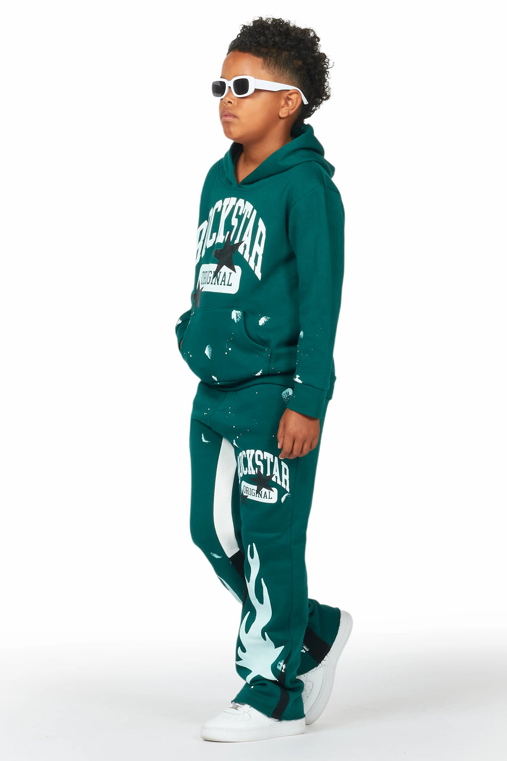 Boys Malie Dark Green Baggy Fit Pant Set