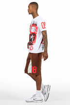 Grill White/Brown Graphic T-Shirt Short Set