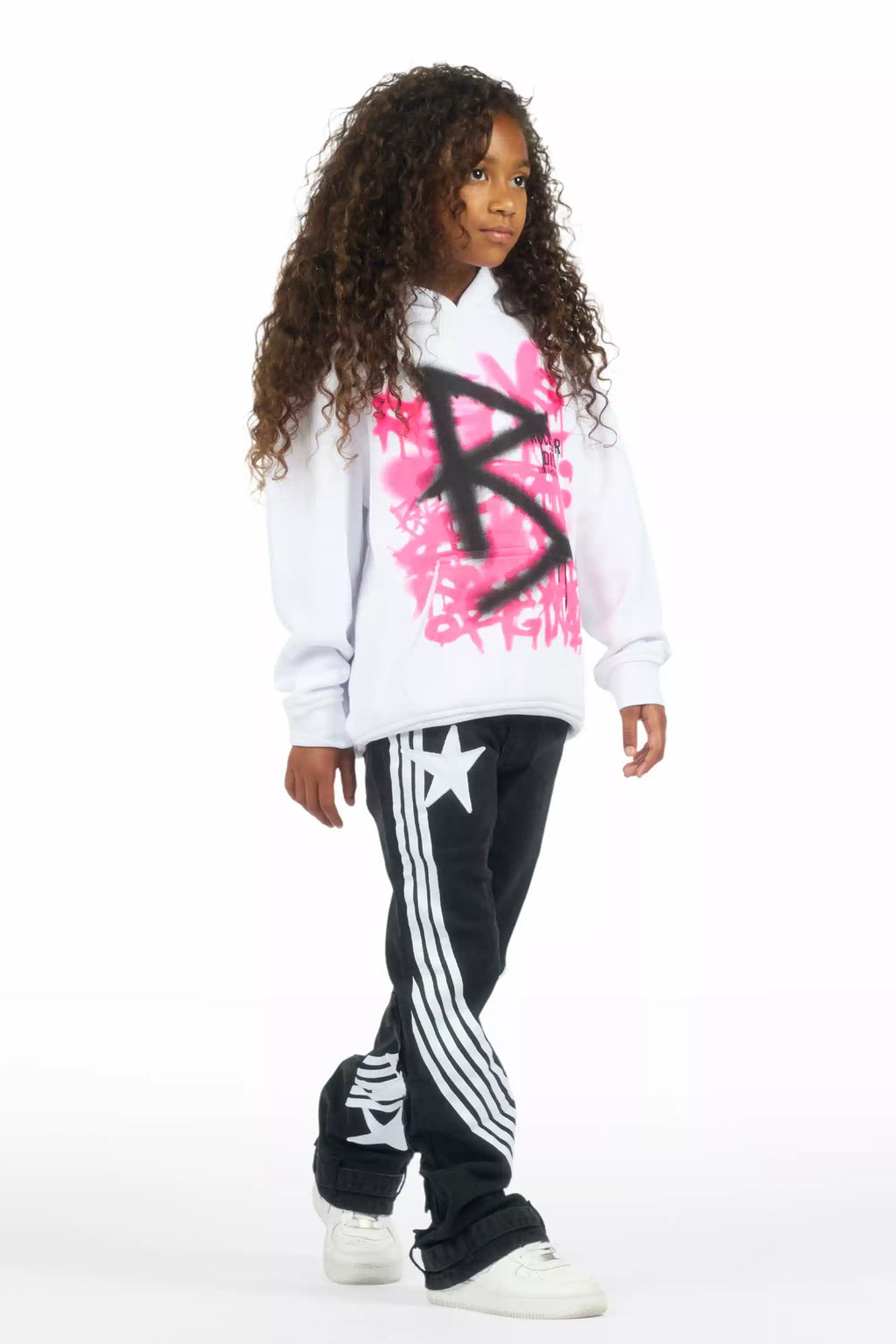 Girls Jaziya Black Stacked Jean