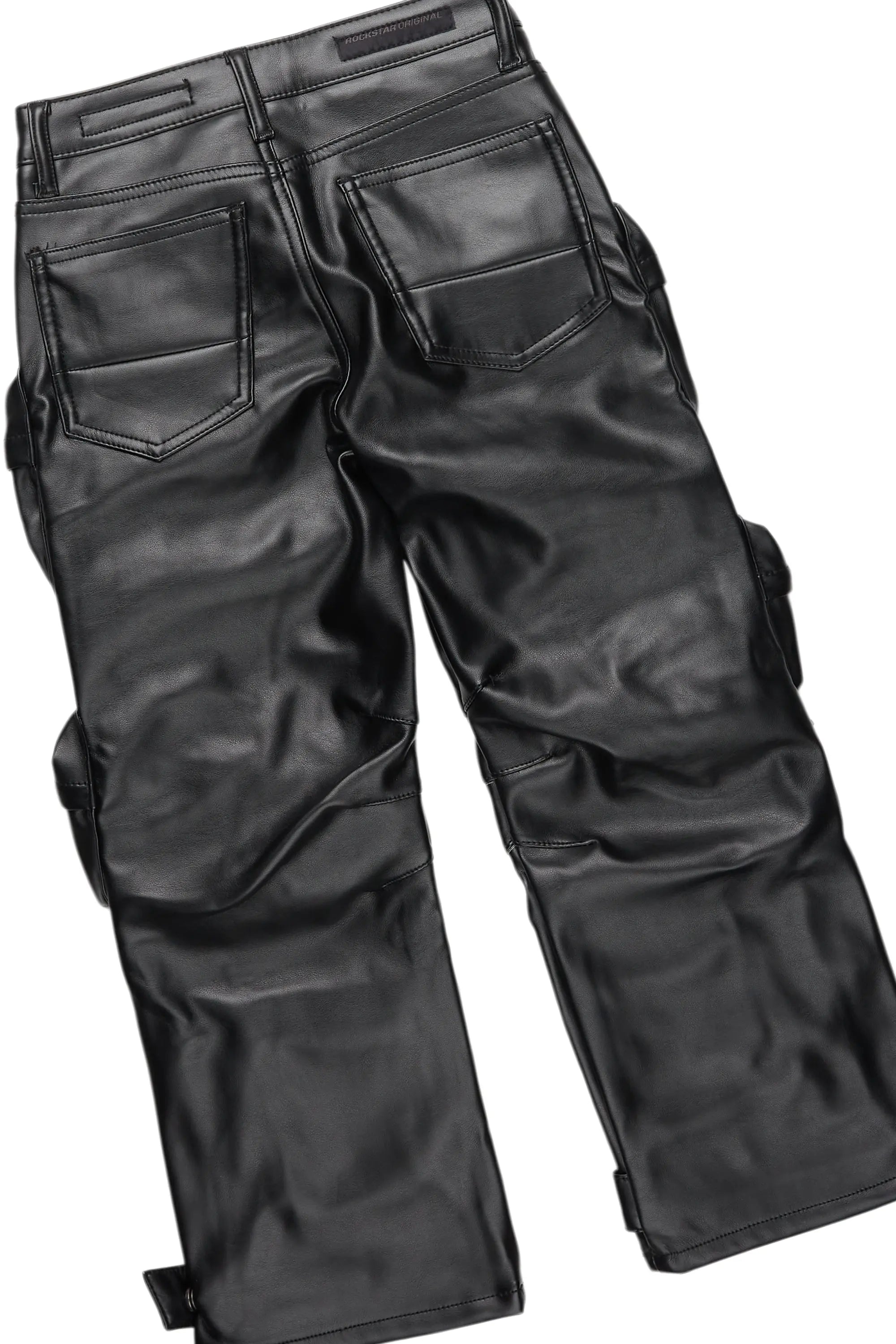 Boys Cadiz Vintage Grey Hoodie/Baggy Fit PU Jean Set