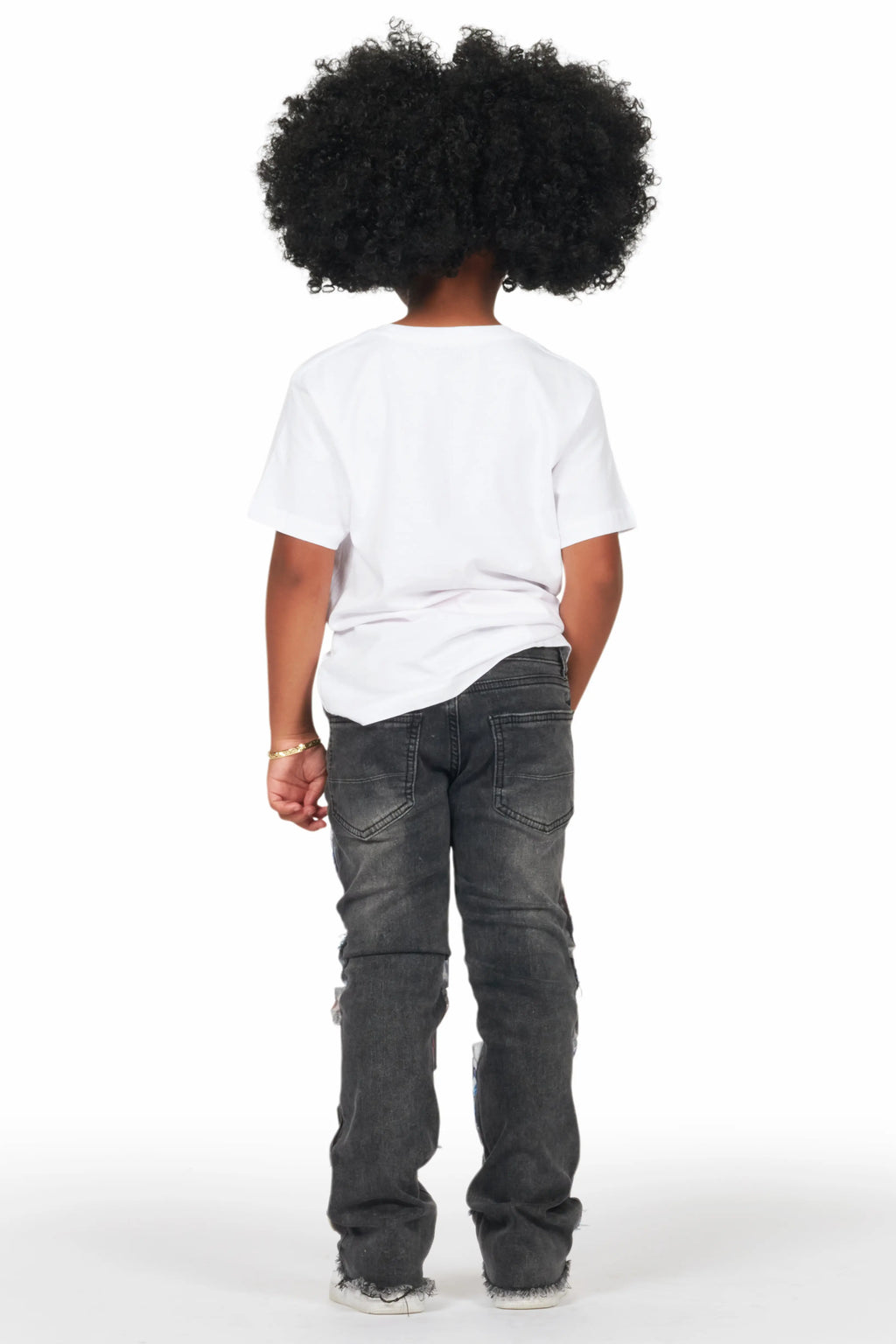 Girls Esma Black Stacked Flare Jean