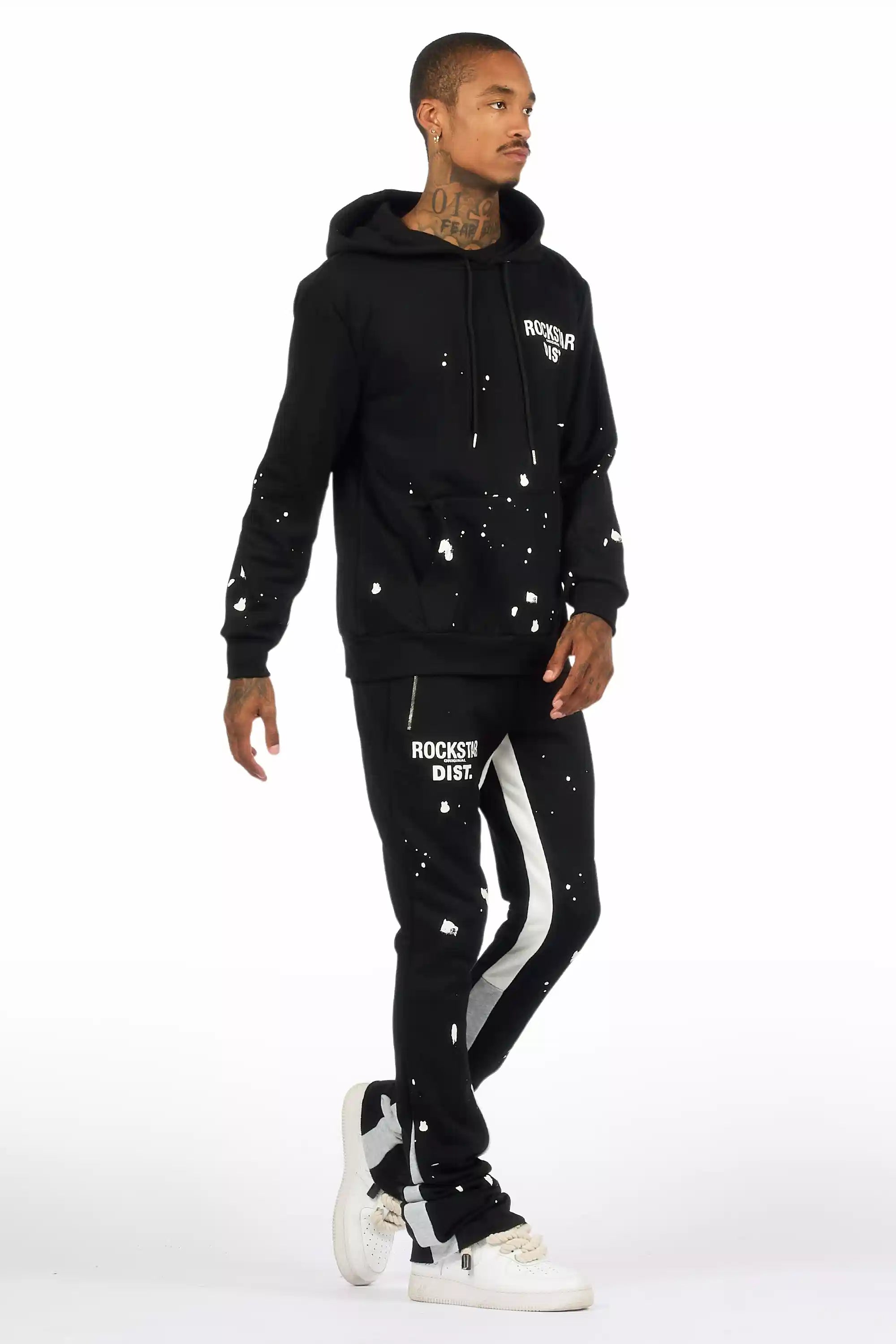 Raffer Black/White Hoodie/Super Stacked Flare Pant Set