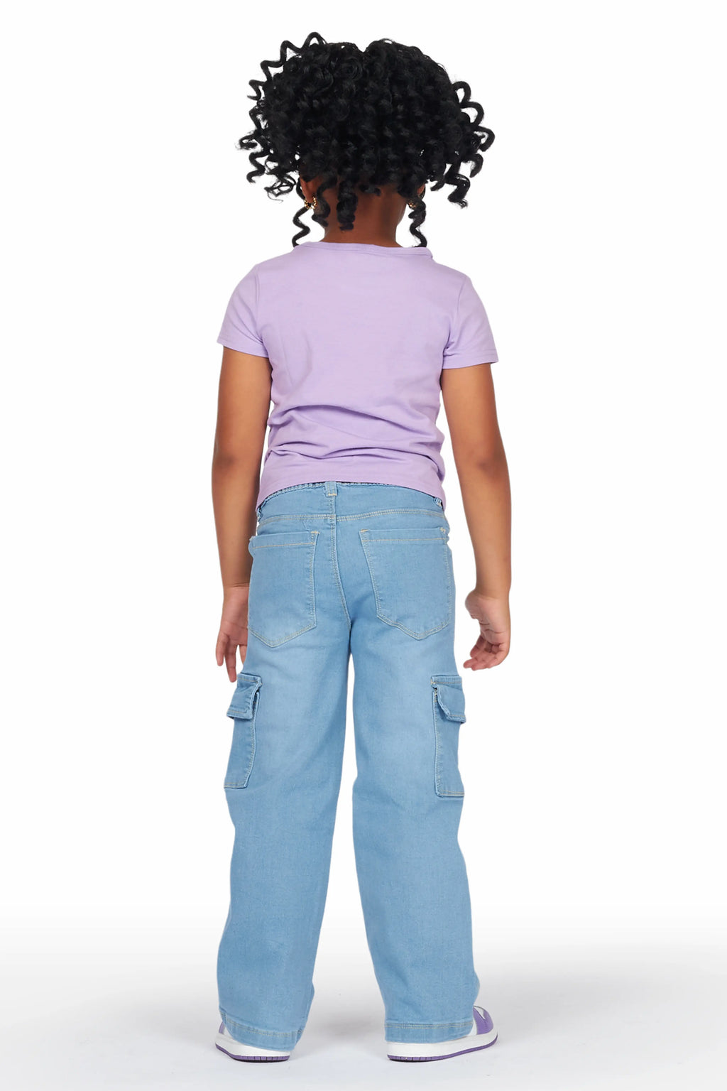 Girls Arana Lilac T-Shirt Wide Leg Cargo Jean Set