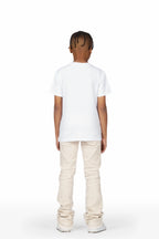 Boys Collette Beige Super Stacked Flare Jean