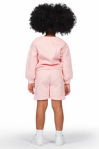 Girls Beena Blush Crop Top Short Set