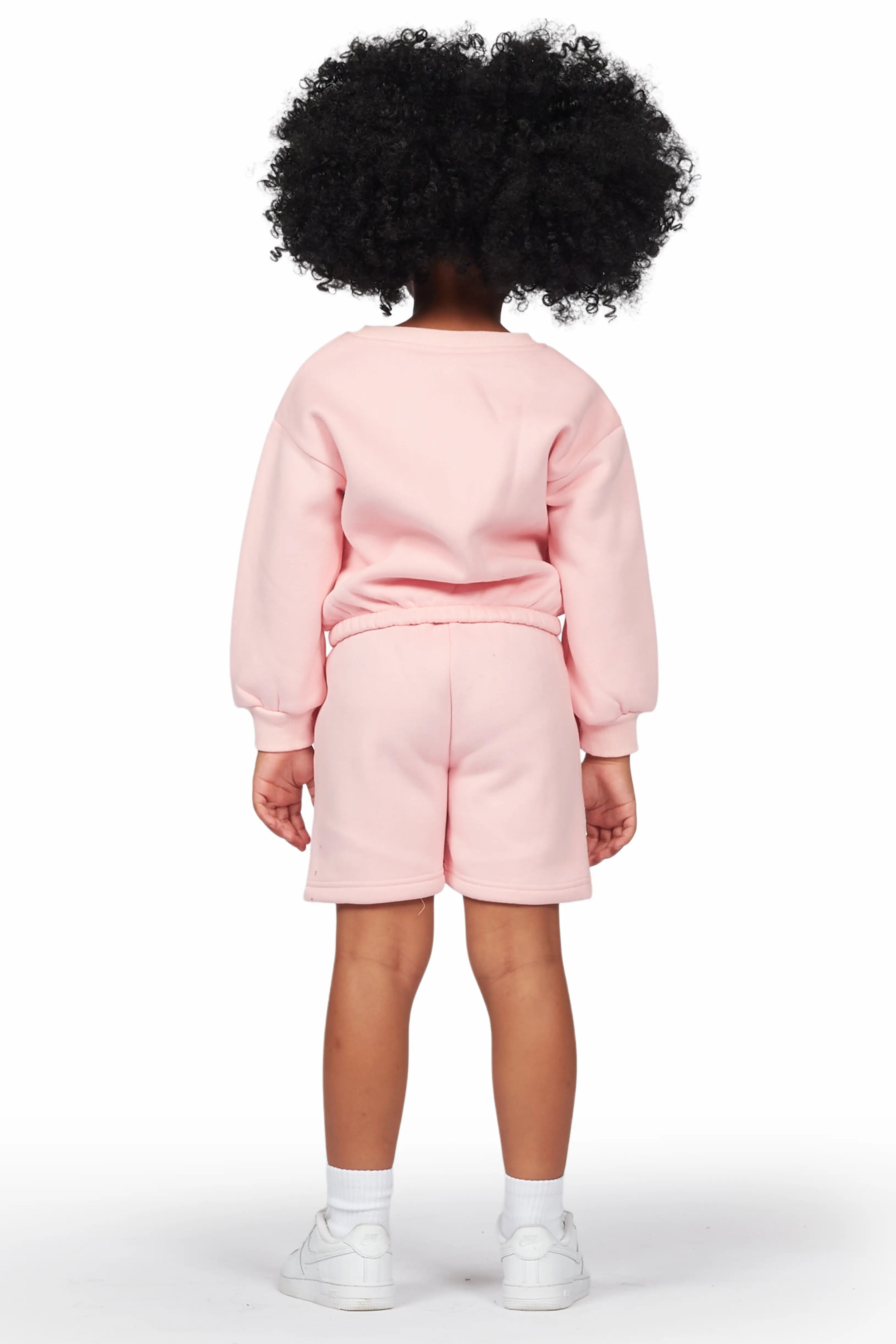 Girls Beena Blush Crop Top Short Set