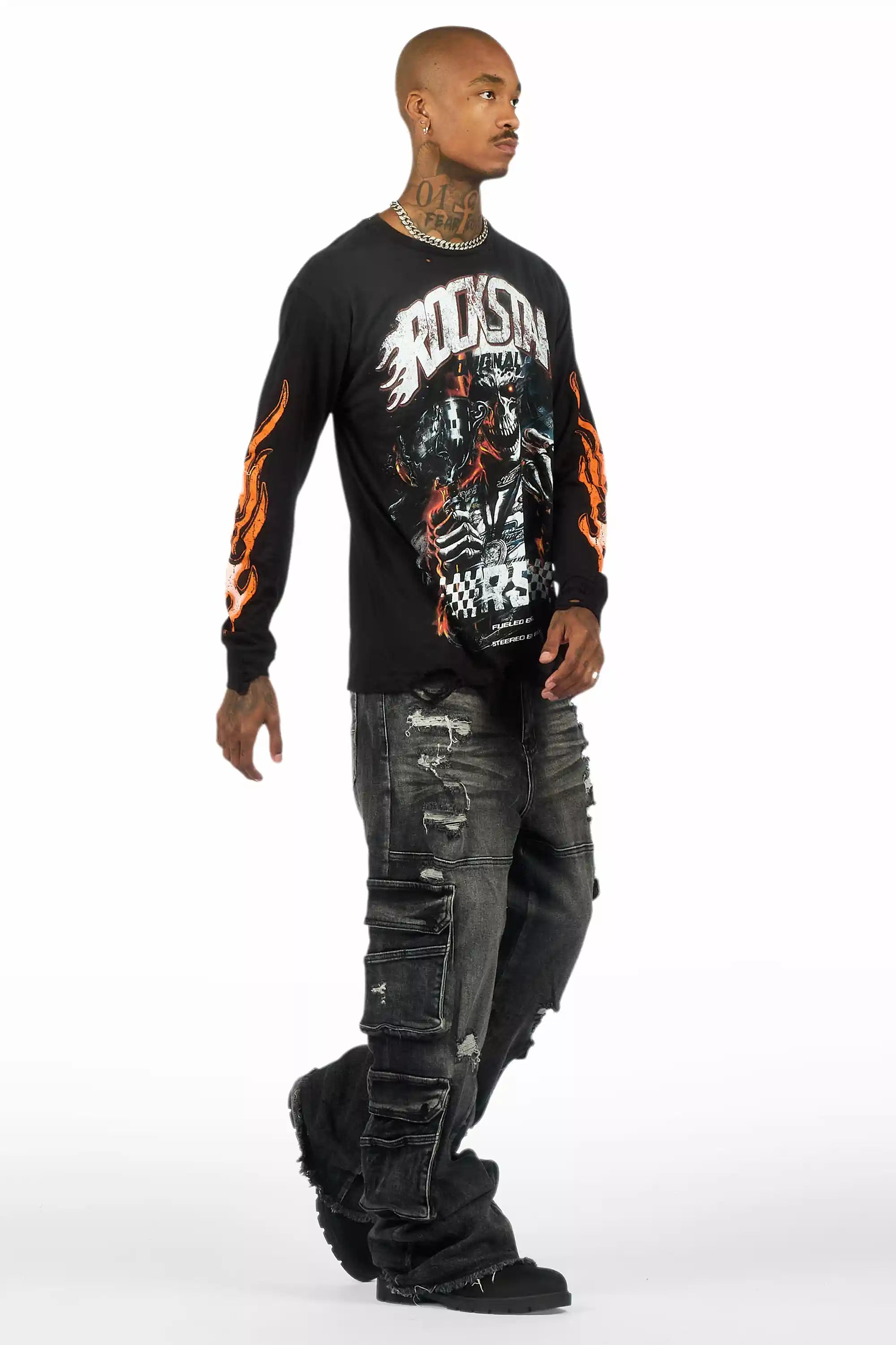 Keylor Black Wash Baggy Fit Jean