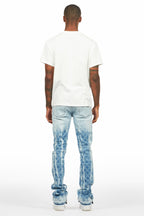 Glit Blue Rhinestone Stacked Flare Jean