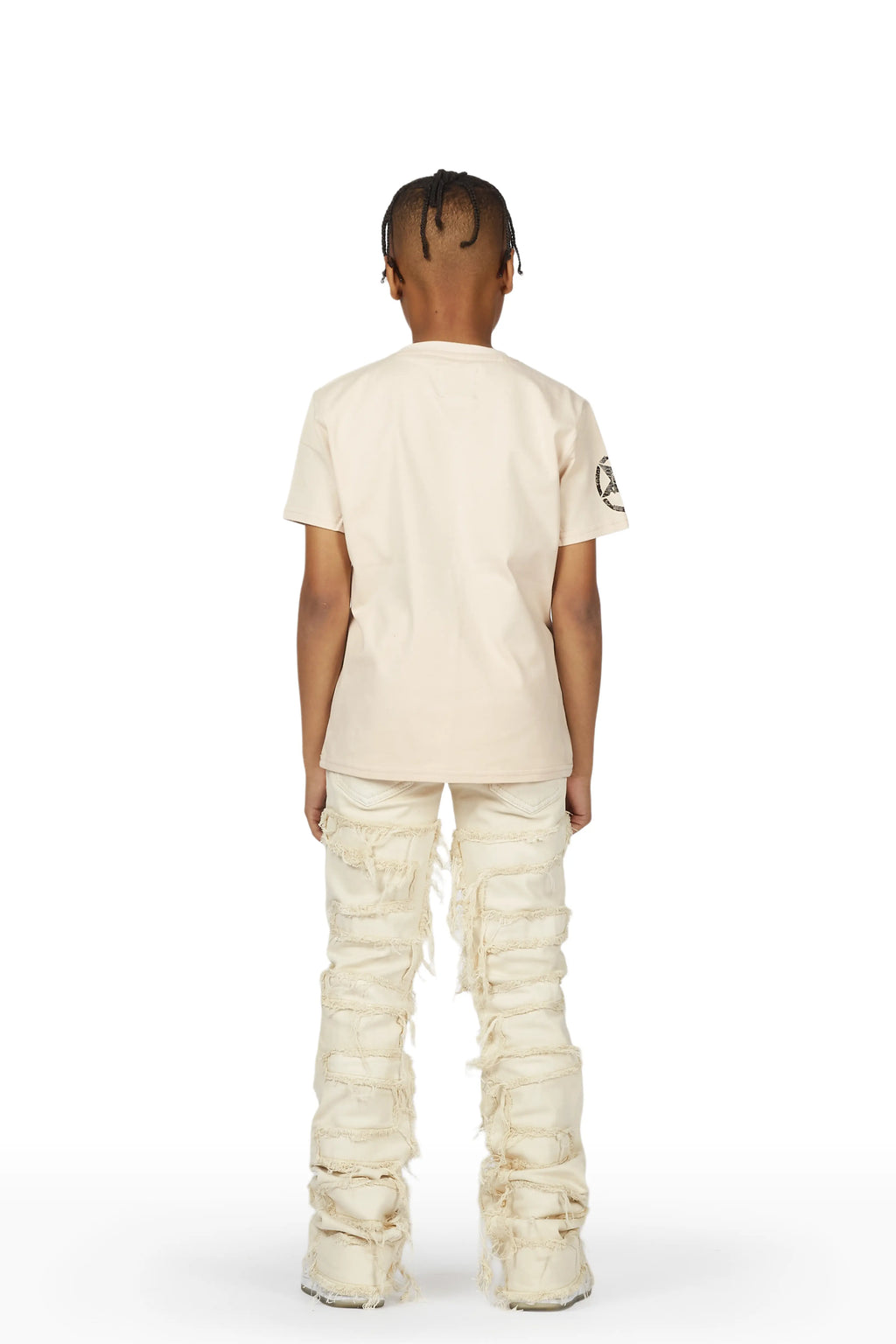 Boys Taijo Beige T-Shirt/Super Stacked Flare Jean