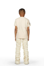 Boys Taijo Beige T-Shirt/Super Stacked Flare Jean