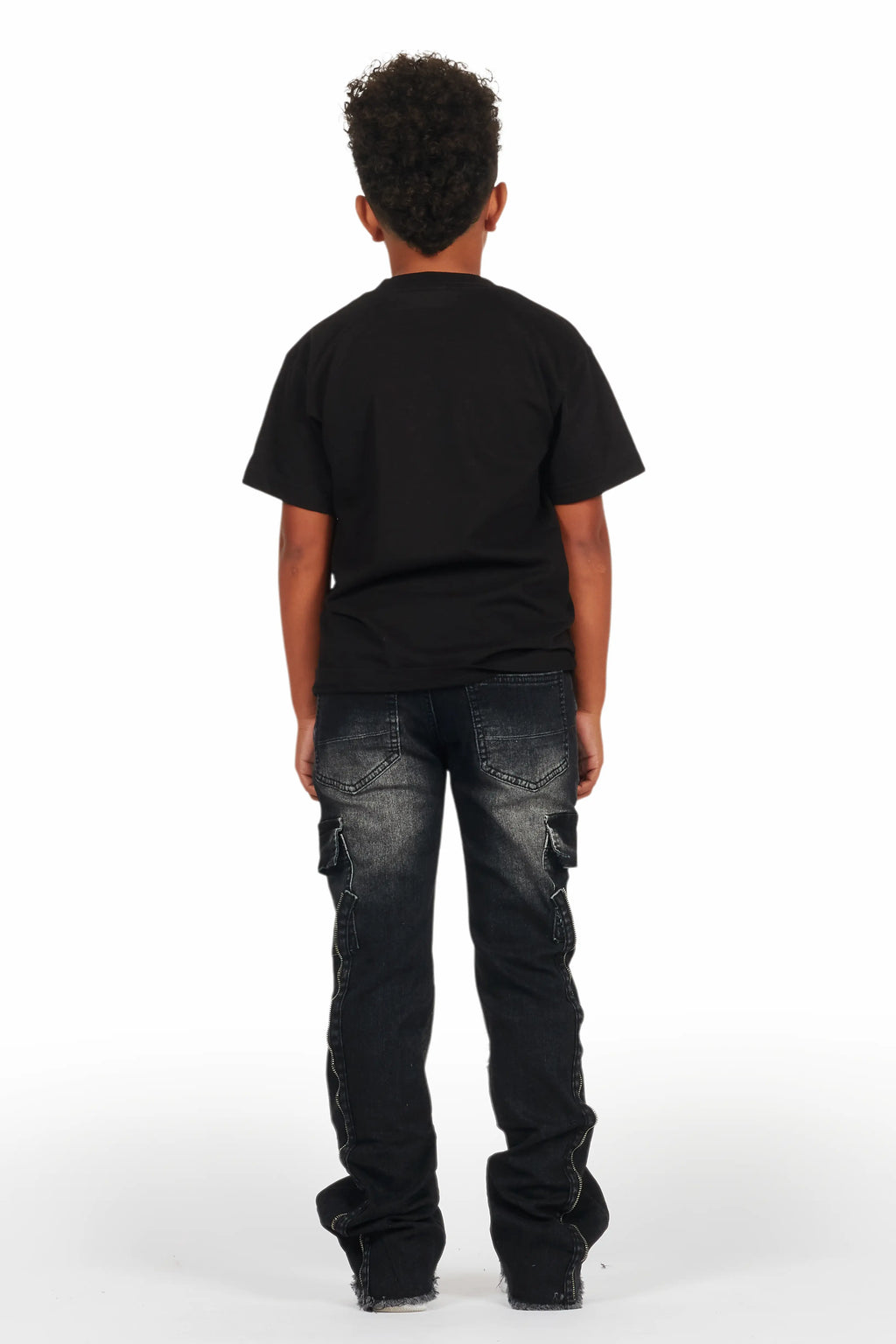 Boys Hutch Black Wash Stacked Flare Jean