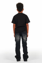 Boys Hutch Black Wash Stacked Flare Jean