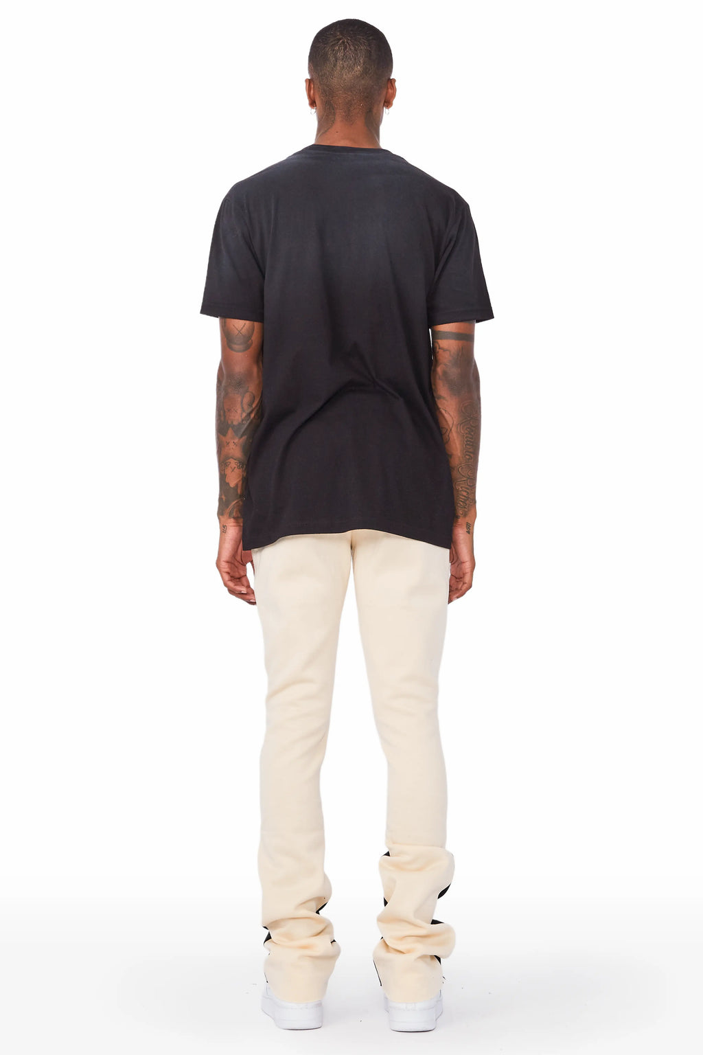 Everest Beige Stacked Flare Track Pant