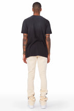 Everest Beige Stacked Flare Track Pant