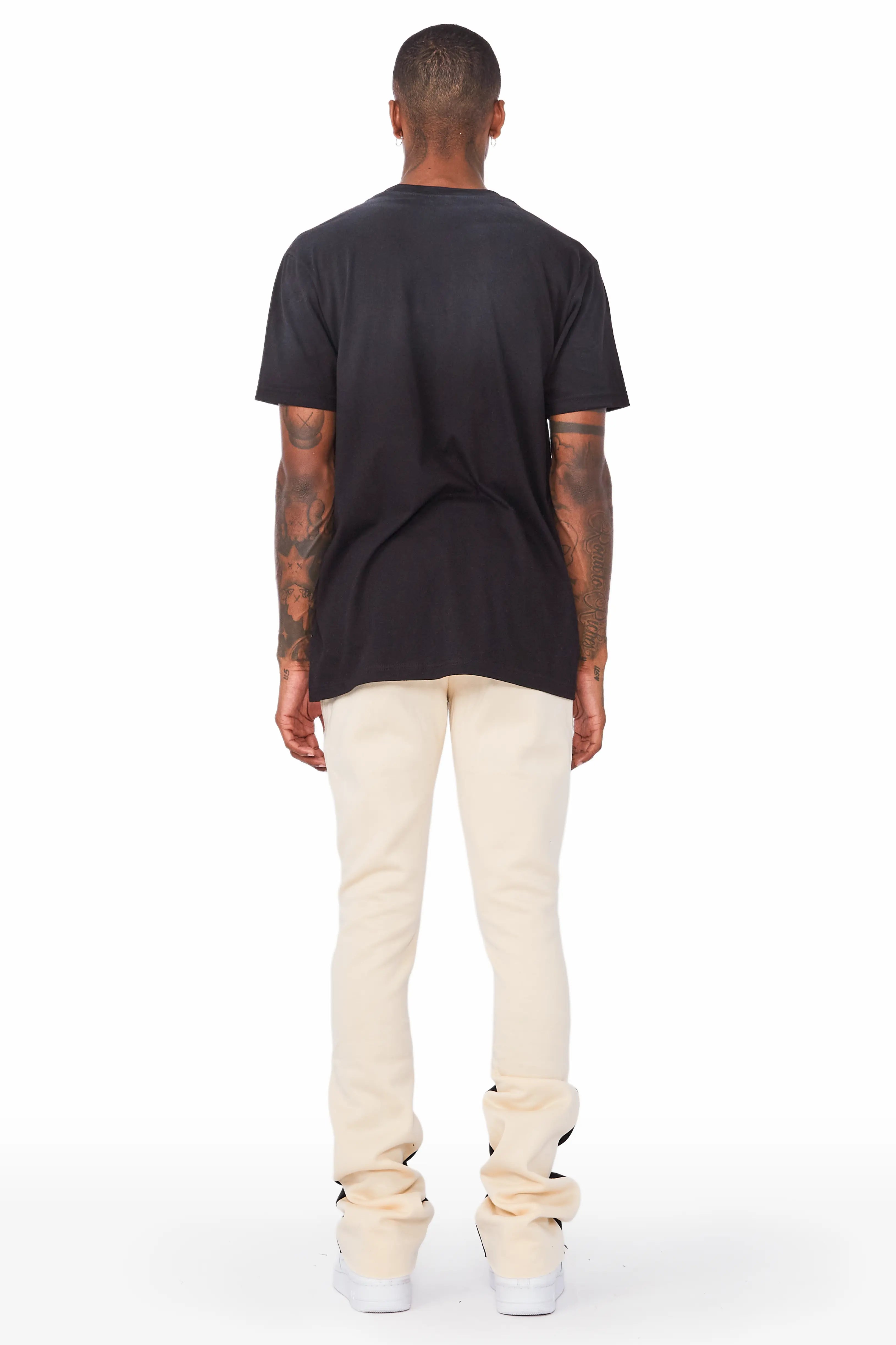 Everest Beige Stacked Flare Track Pant