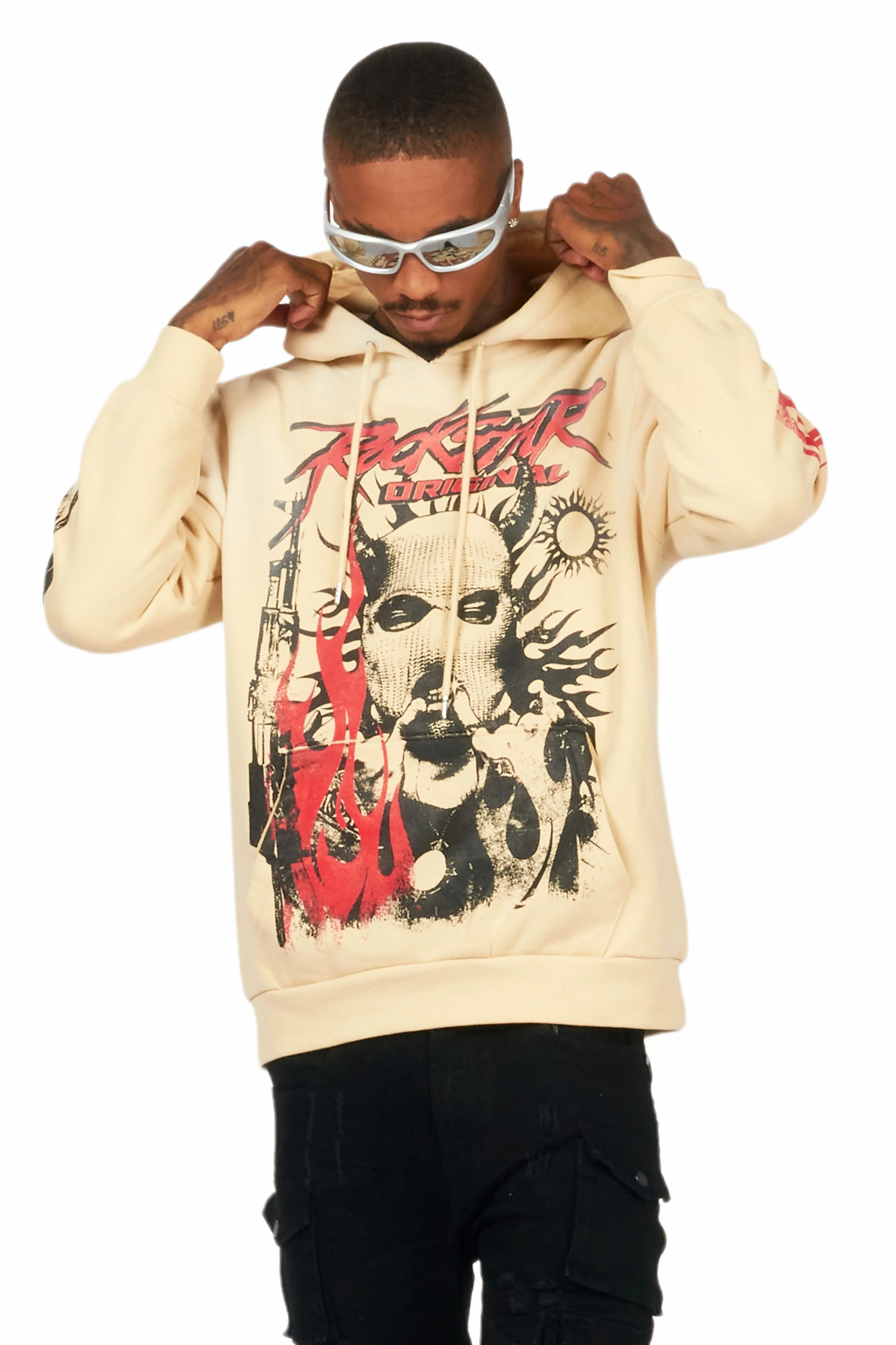 Mercy Beige Graphic Hoodie