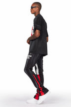 Firoz Black/White Graphic Stacked Flare Pant