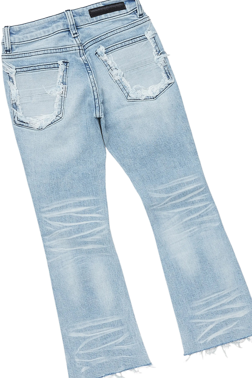 Girls Addie Pink/Blue Hoodie/Stacked Flare Jean Set