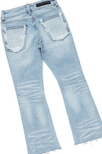 Girls Addie Pink/Blue Hoodie/Stacked Flare Jean Set