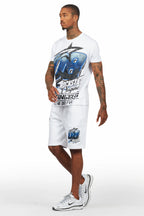 Kastell White/Blue T-Shirt Short Set