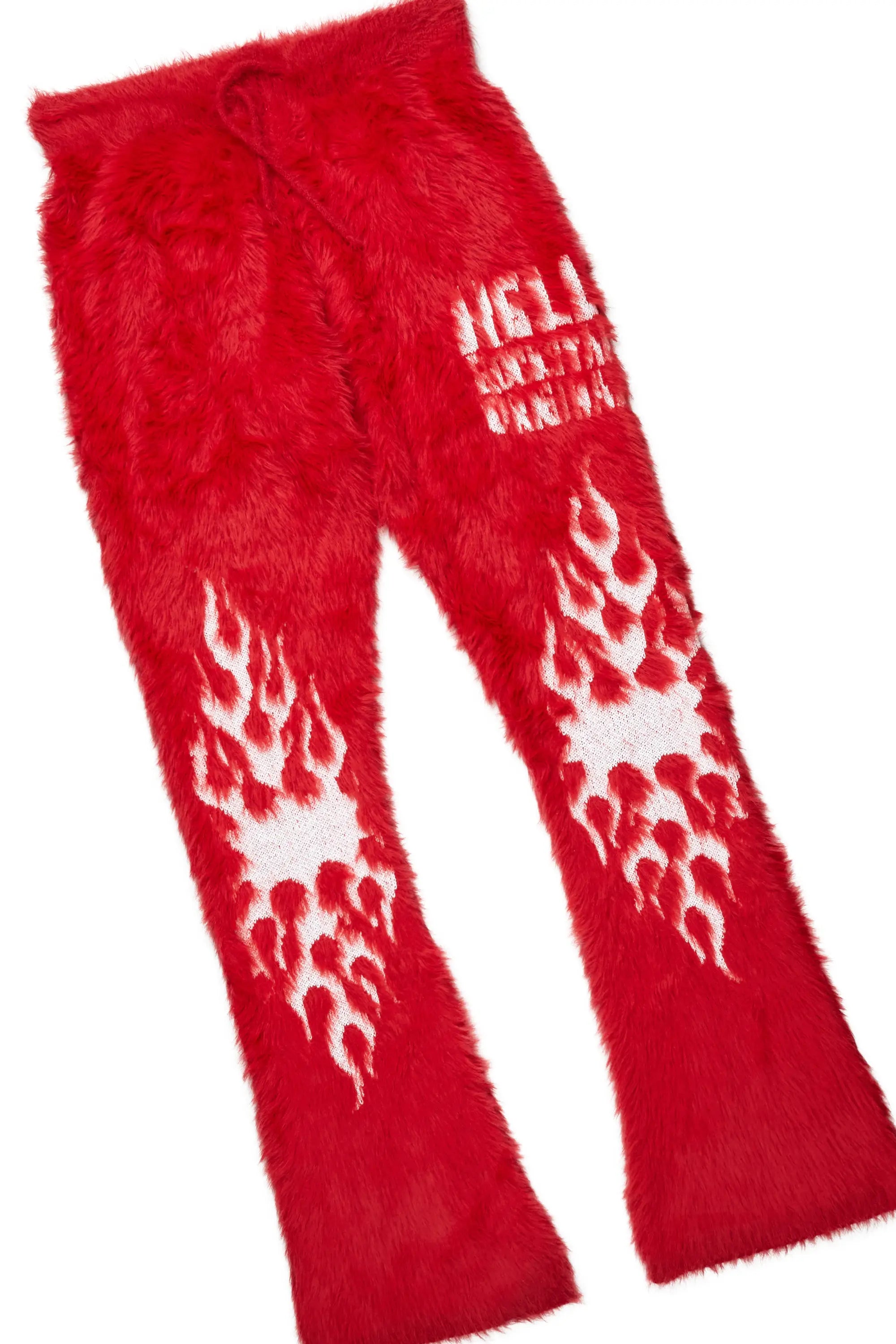 Toshio Red Stacked Flare Knitted Mohair Track Set