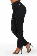 Kaydan Black Distressed Skinny Jean