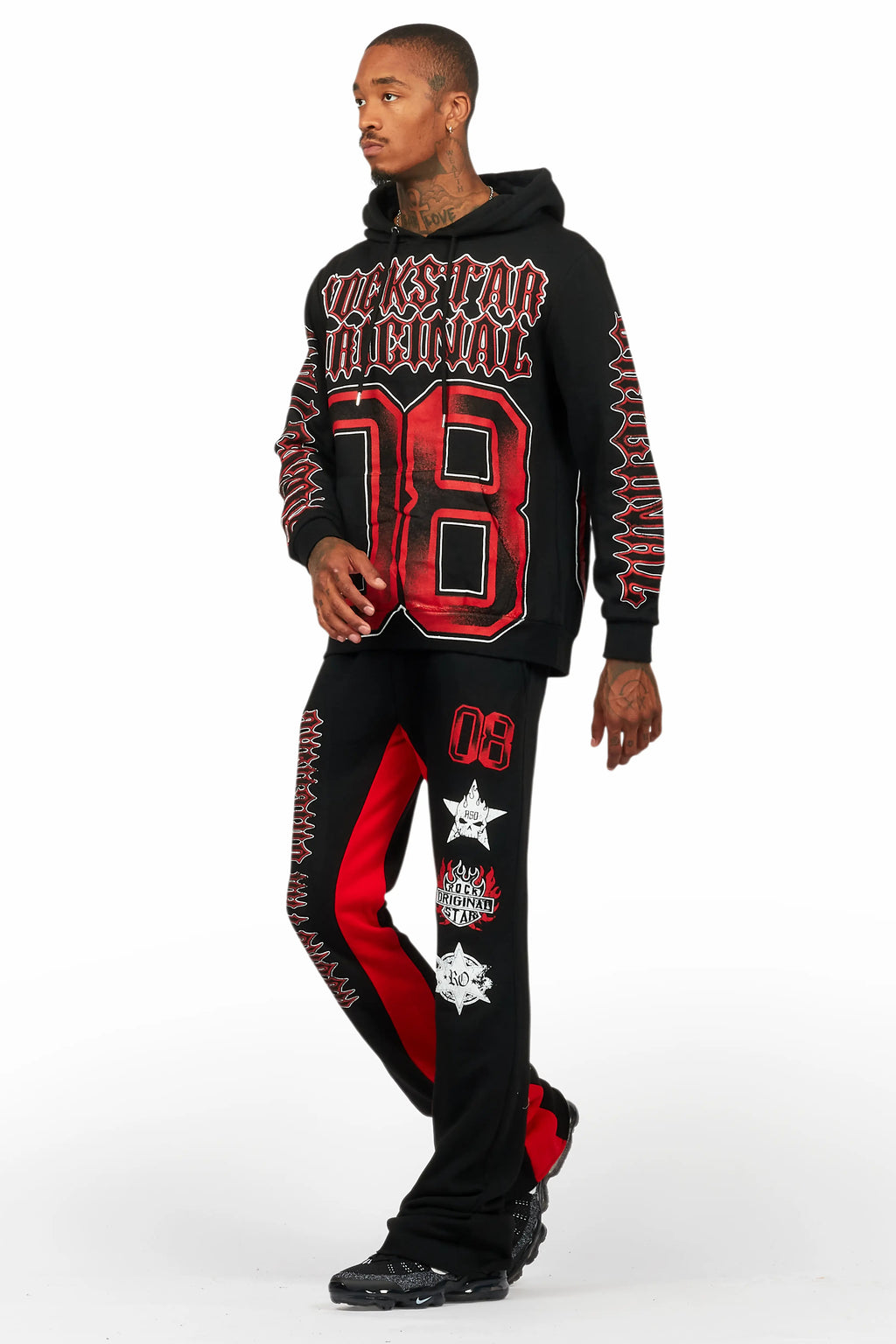 Alim Black/Red Hoodie/Baggy Track Pant Set