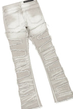 Ponce Black T-Shirt & Shake Grey Stacked Flare Jean Bundle