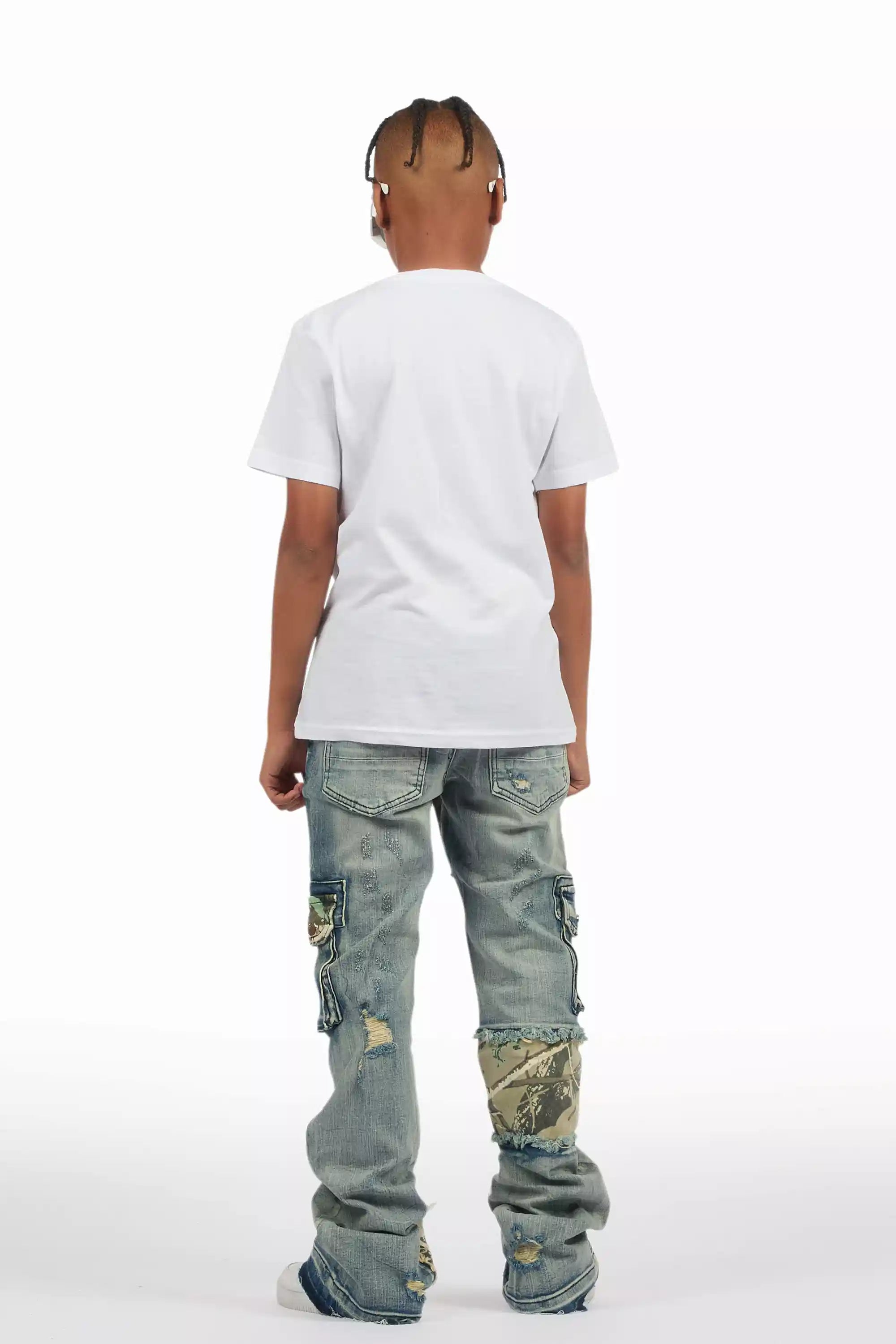 Boys Zeta Blue Stacked Flare Jean