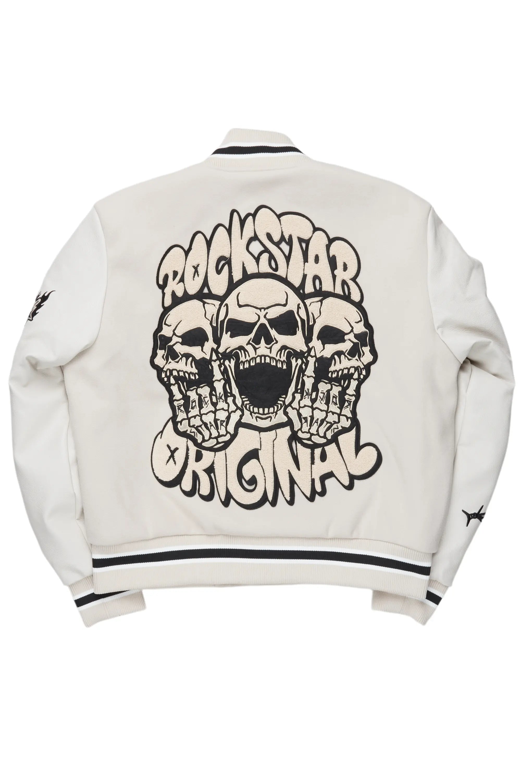 Vielsa Beige Oversized Varsity Jacket