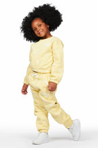Girls Hadley Yellow Crop Top Pant Set