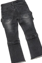 Boys University Black Hoodie/Stacked Flare Jean Set