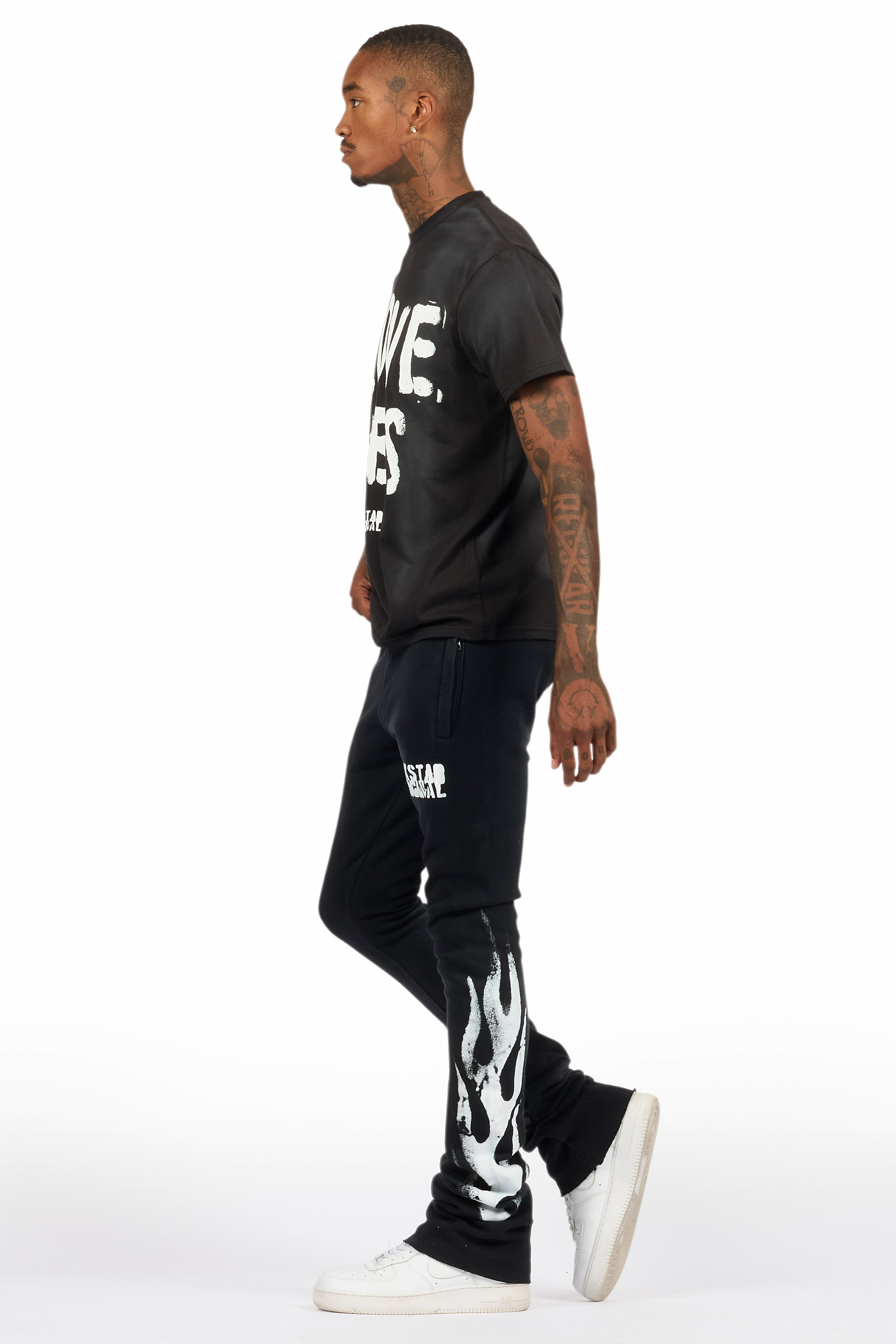 Banyan Black T-Shirt/Stacked Flare Track Set
