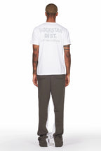 Acotas Olive Patchwork Stacked Baggy Flare Pants