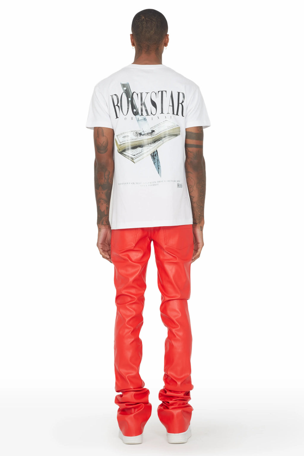 Ricky Red Super Stacked Faux Leather Pant