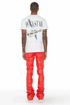 Ricky Red Super Stacked Faux Leather Pant