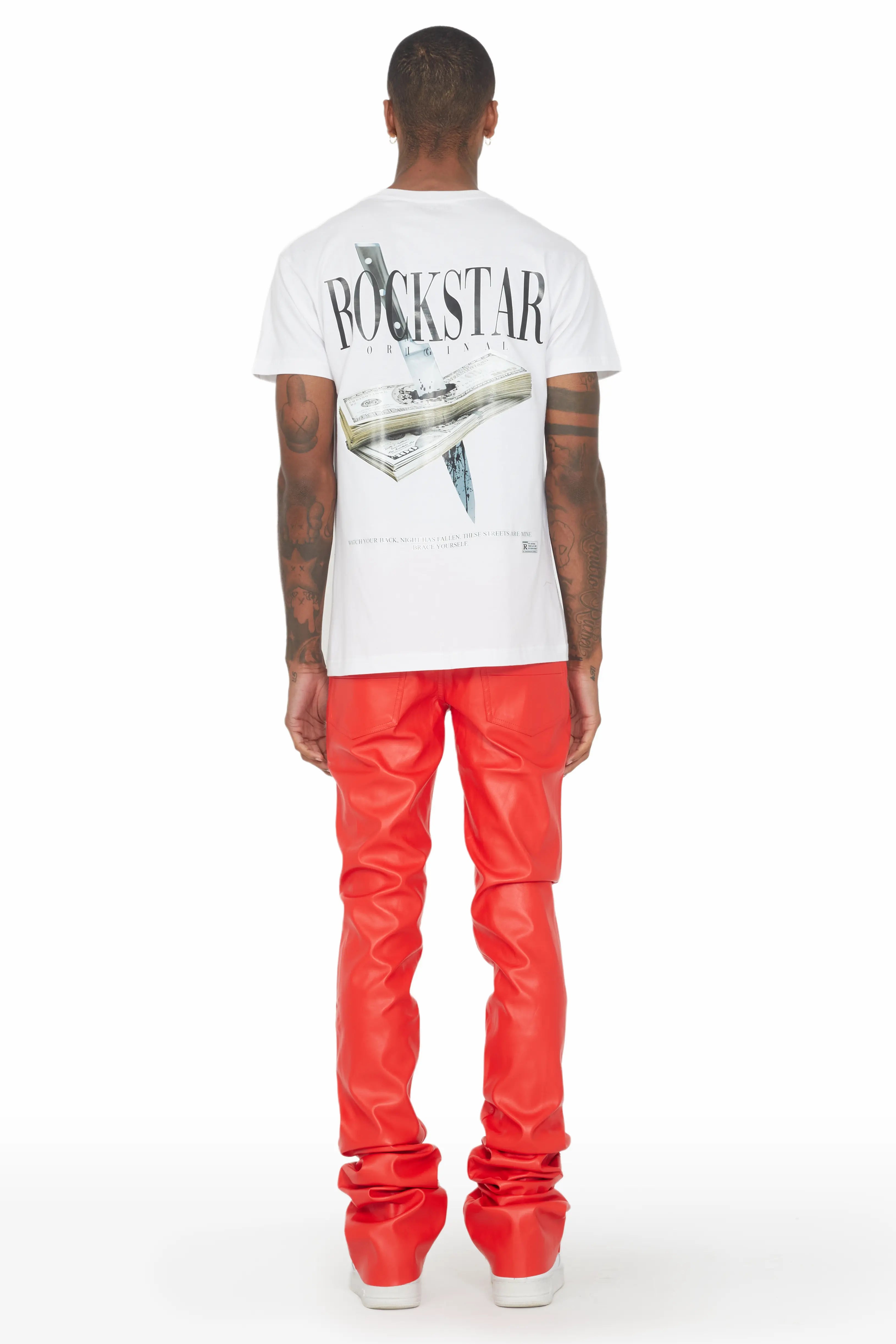 Ricky Red Super Stacked Faux Leather Pant