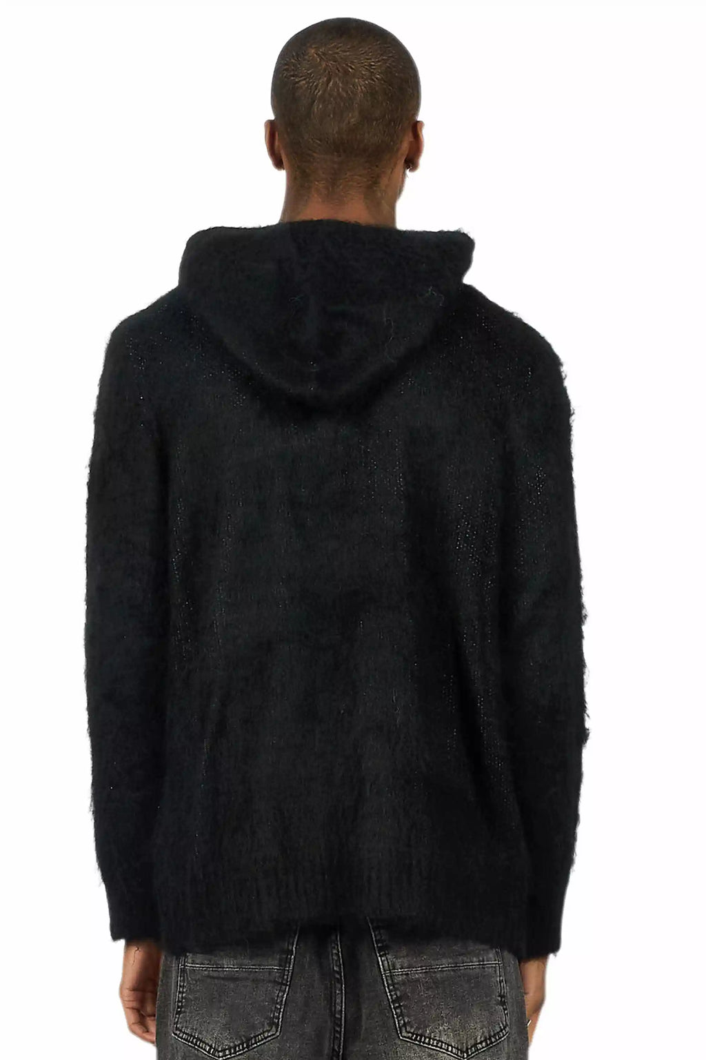 Andros Reflected Black Graphic Knitted Mohair Hoodie
